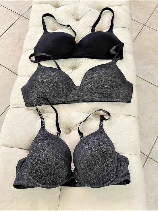 Victoria's Secret Other - Victoria's Secret PINK Wear Everywhere Push-Up Bra Bras Black & Gray